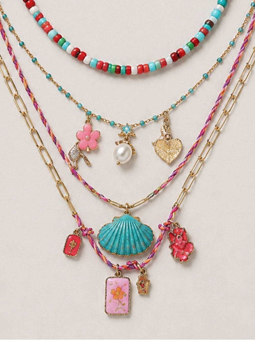 New! Coastal Preppy Colorful Necklace Stack Set NWOT 3022